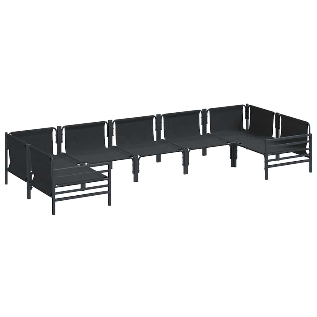vidaXL Garden Sofa Set with Cushion 7 pcs Black Steel