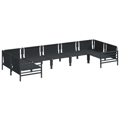 vidaXL Garden Sofa Set with Cushion 7 pcs Black Steel
