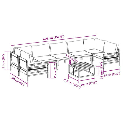 vidaXL Garden Sofa Set with Cushion 8 pcs Black Steel