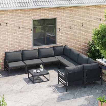 vidaXL Garden Sofa Set with Cushion 8 pcs Black Steel