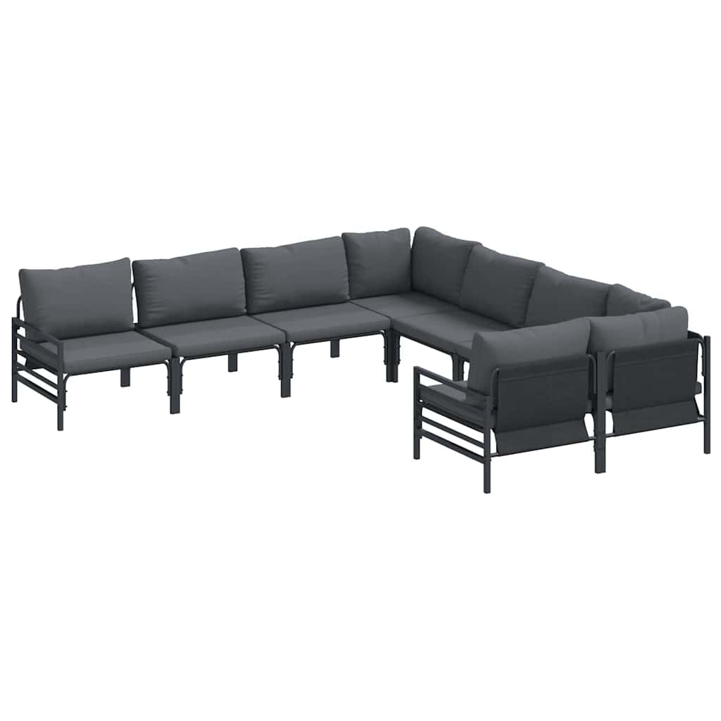 vidaXL Garden Sofa Set with Cushion 8 pcs Black Steel