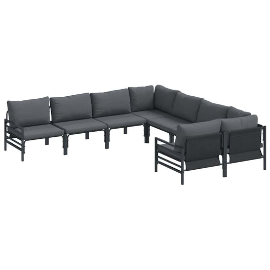 vidaXL Garden Sofa Set with Cushion 8 pcs Black Steel