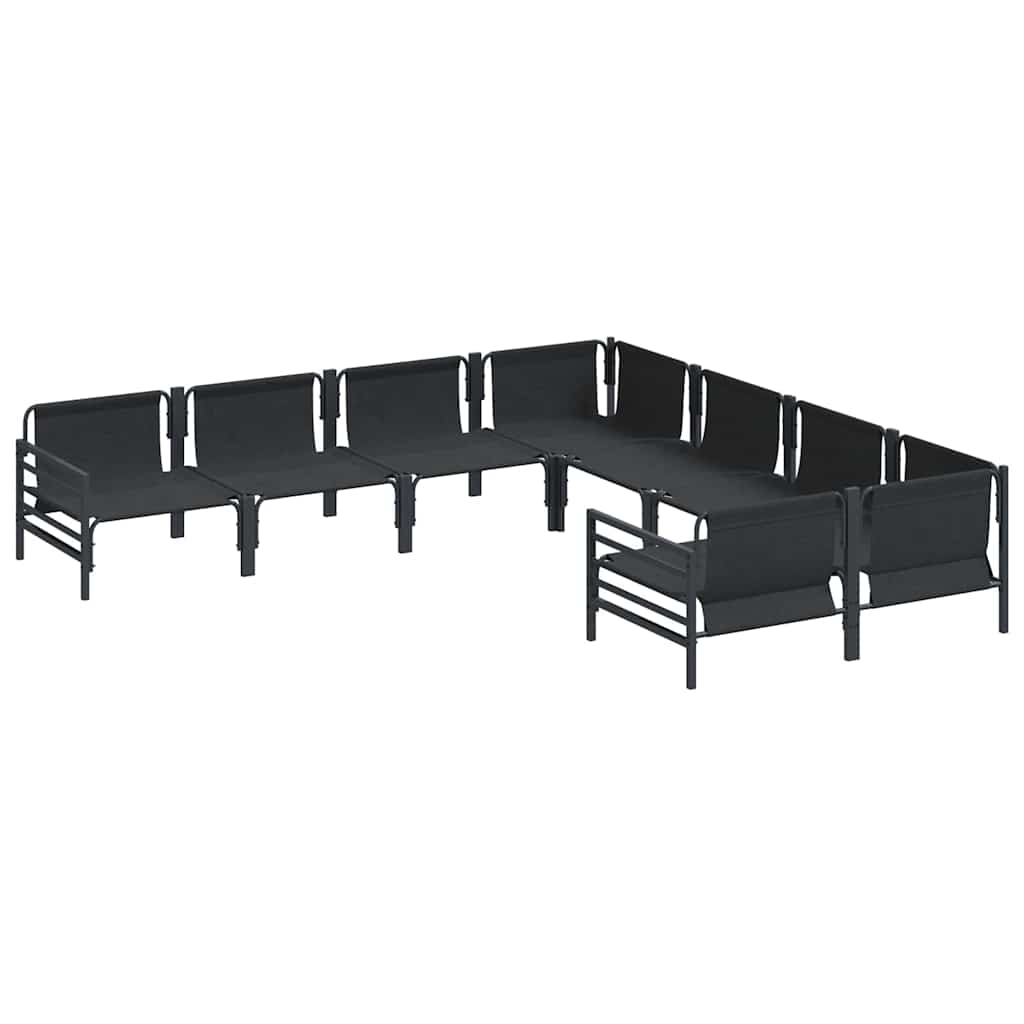 vidaXL Garden Sofa Set with Cushion 8 pcs Black Steel