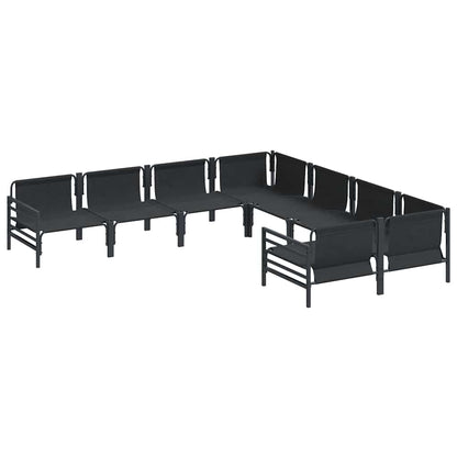 vidaXL Garden Sofa Set with Cushion 8 pcs Black Steel