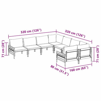 vidaXL Garden Sofa Set with Cushion 8 pcs Black Steel