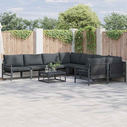 vidaXL Garden Sofa Set with Cushion 9 pcs Black Steel