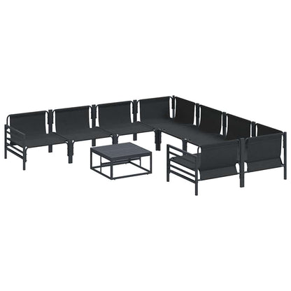 vidaXL Garden Sofa Set with Cushion 9 pcs Black Steel