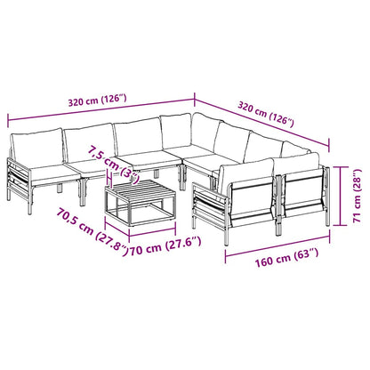 vidaXL Garden Sofa Set with Cushion 9 pcs Black Steel