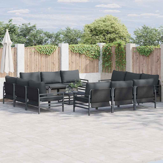 vidaXL Garden Sofa Set 12 pcs Anthracite Steel