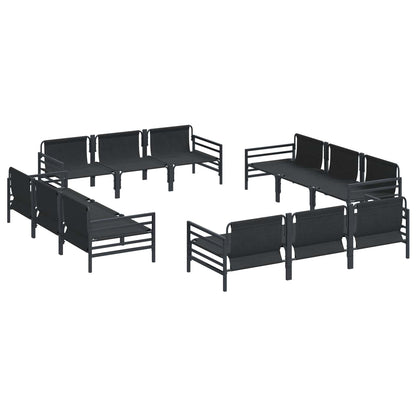 vidaXL Garden Sofa Set with Cushion 12 pcs Black Steel