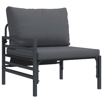 vidaXL Garden Sofa Set with Cushion 13 pcs Black Steel