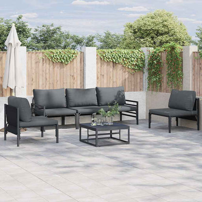 vidaXL Garden Sofa Set with Cushion 5 pcs Black Steel