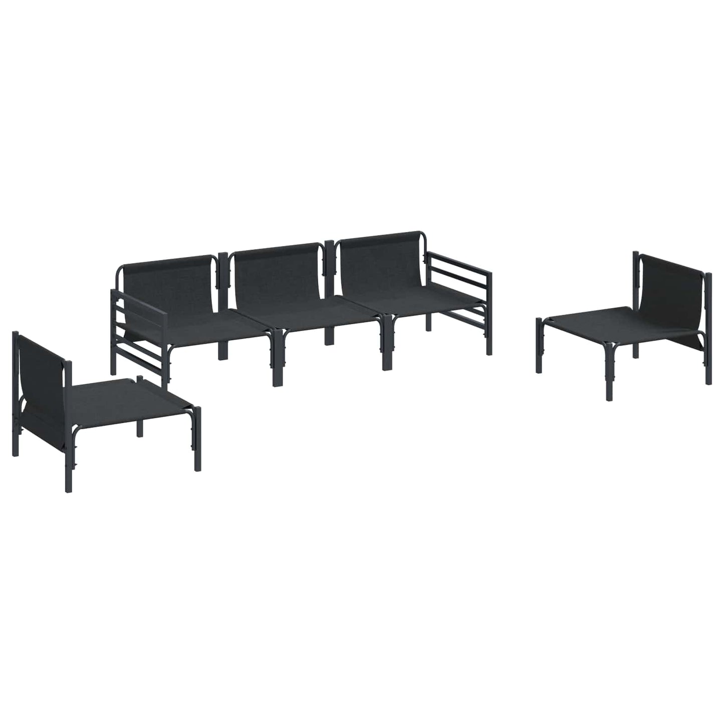 vidaXL Garden Sofa Set with Cushion 5 pcs Black Steel