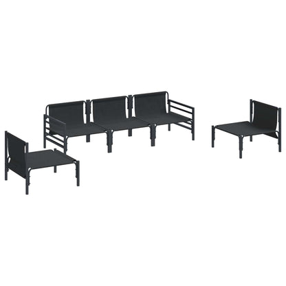 vidaXL Garden Sofa Set with Cushion 5 pcs Black Steel