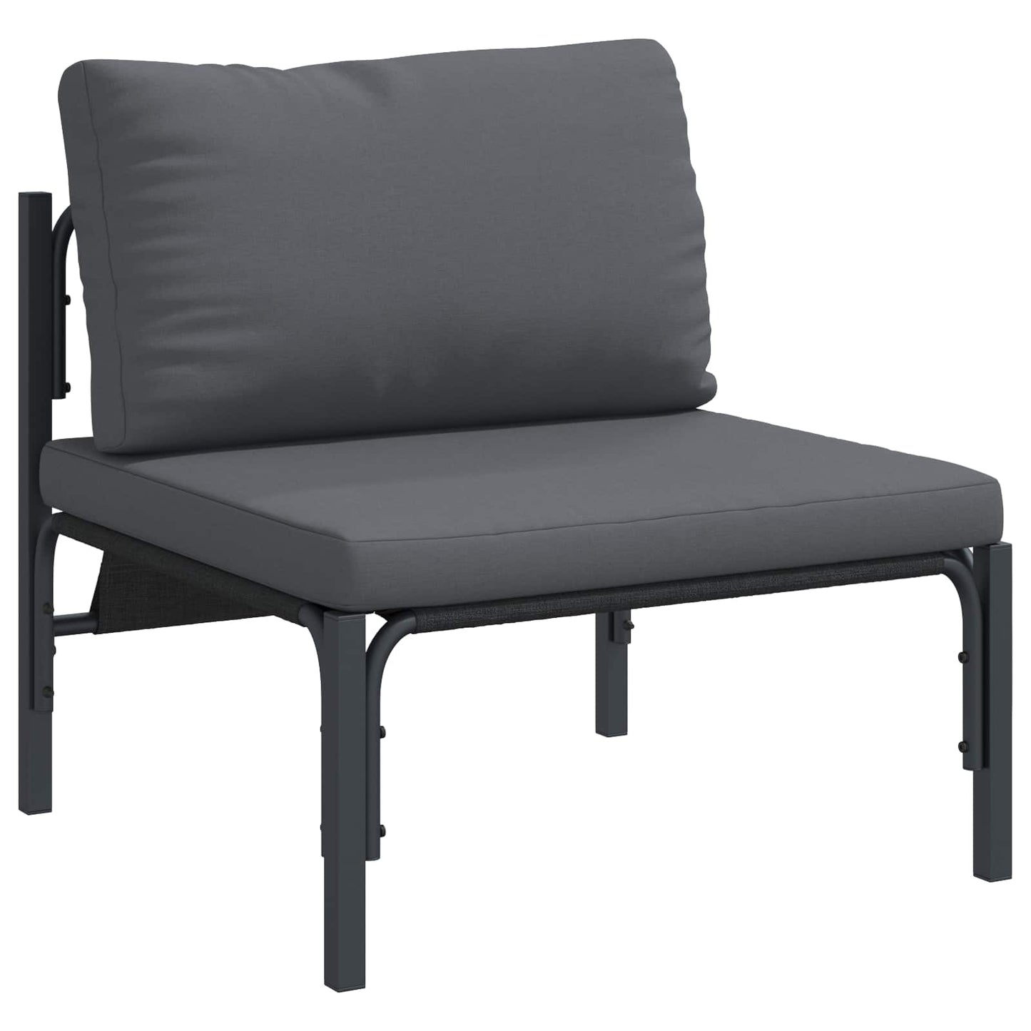 vidaXL Garden Sofa Set with Cushion 5 pcs Black Steel