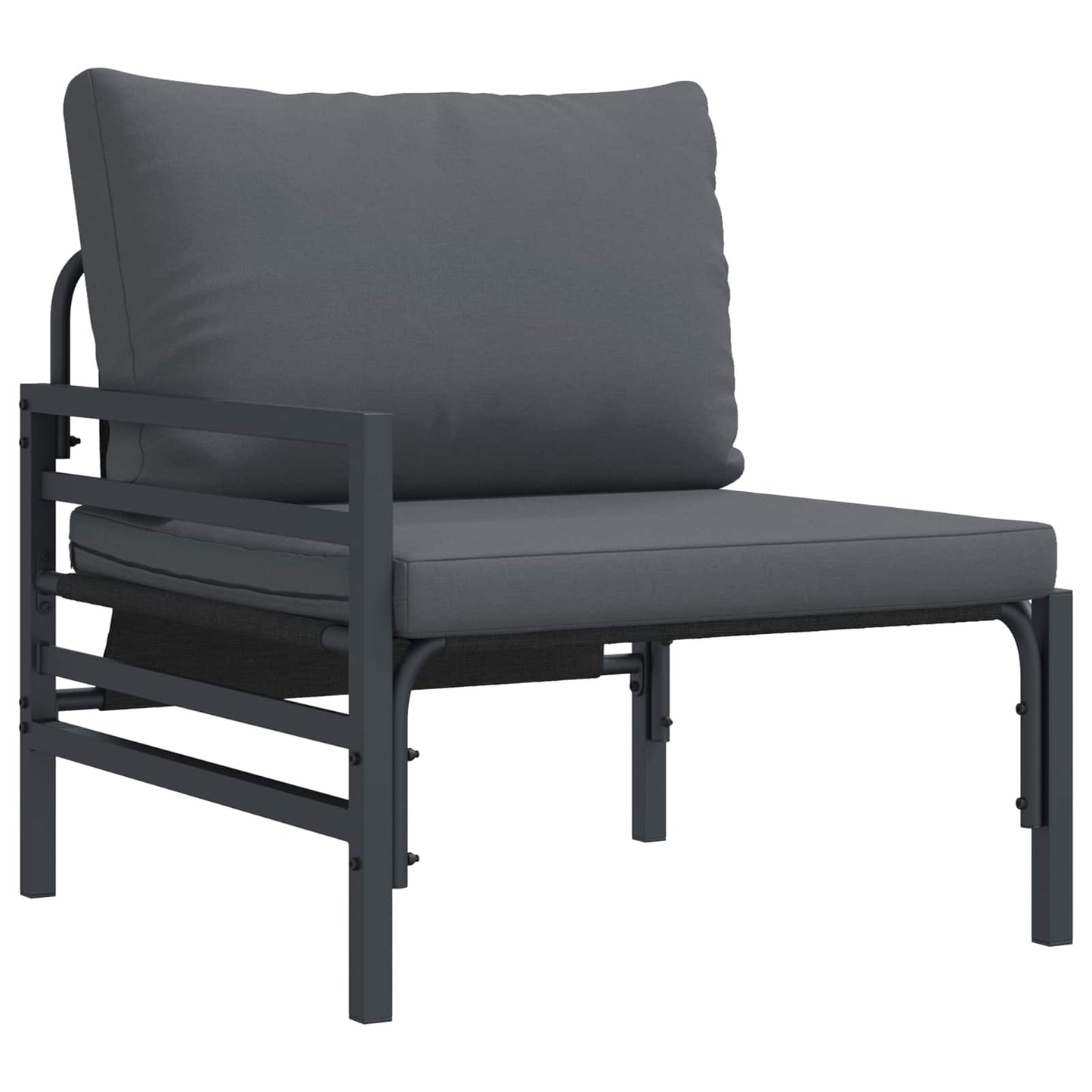 vidaXL Garden Sofa Set with Cushion 5 pcs Black Steel