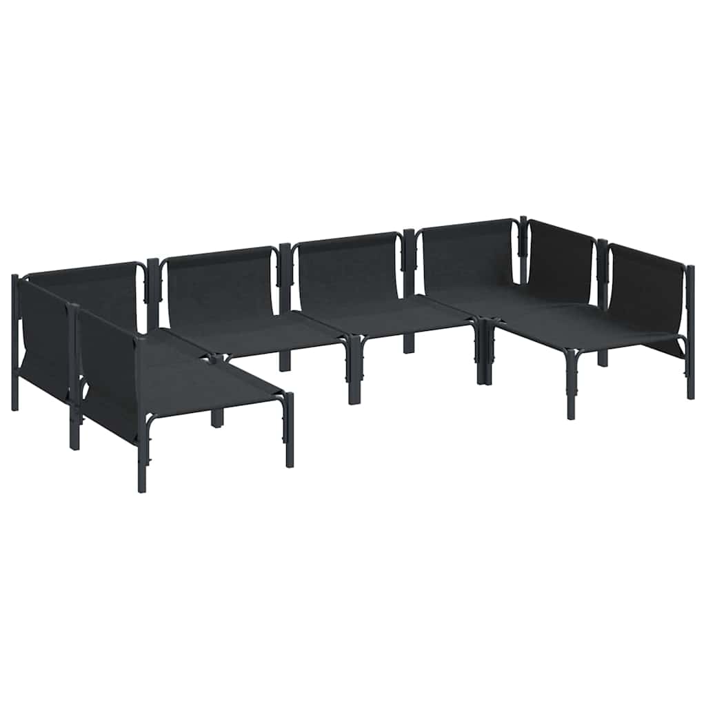 vidaXL Garden Sofa Set with Cushion 6 pcs Black Steel