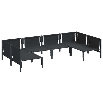 vidaXL Garden Sofa Set with Cushion 6 pcs Black Steel