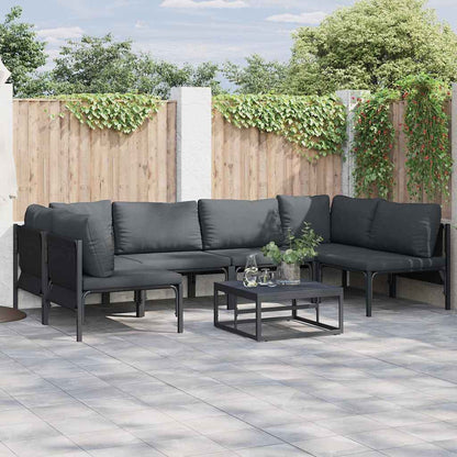 vidaXL Garden Sofa Set with Cushion 7 pcs Black Steel
