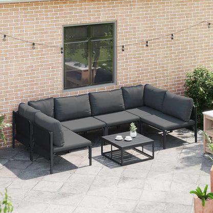 vidaXL Garden Sofa Set with Cushion 7 pcs Black Steel