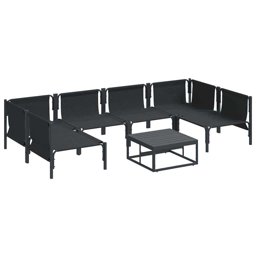 vidaXL Garden Sofa Set with Cushion 7 pcs Black Steel