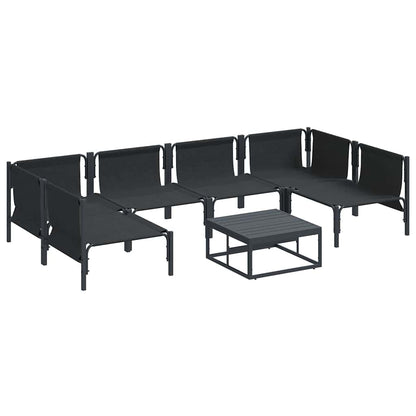 vidaXL Garden Sofa Set with Cushion 7 pcs Black Steel