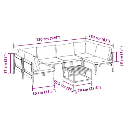vidaXL Garden Sofa Set with Cushion 7 pcs Black Steel