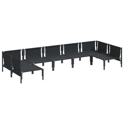 vidaXL Garden Sofa Set with Cushion 7 pcs Black Steel