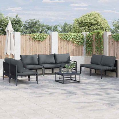 vidaXL Garden Sofa Set with Cushion 8 pcs Black Steel