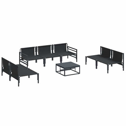 vidaXL Garden Sofa Set with Cushion 8 pcs Black Steel
