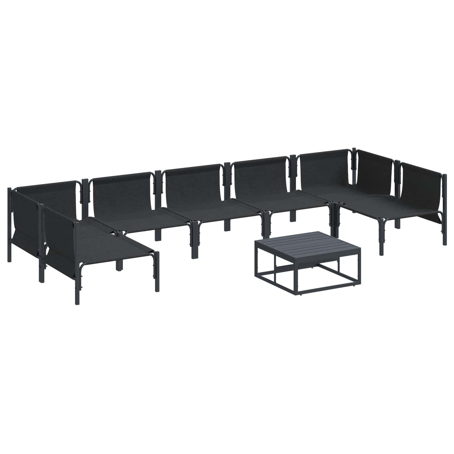 vidaXL Garden Sofa Set with Cushion 8 pcs Black Steel