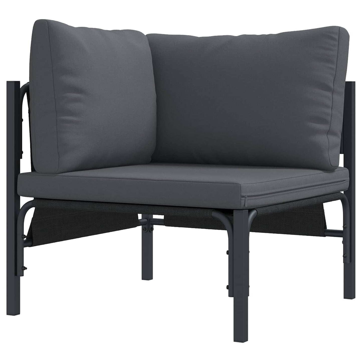 vidaXL Garden Sofa Set with Cushion 8 pcs Black Steel