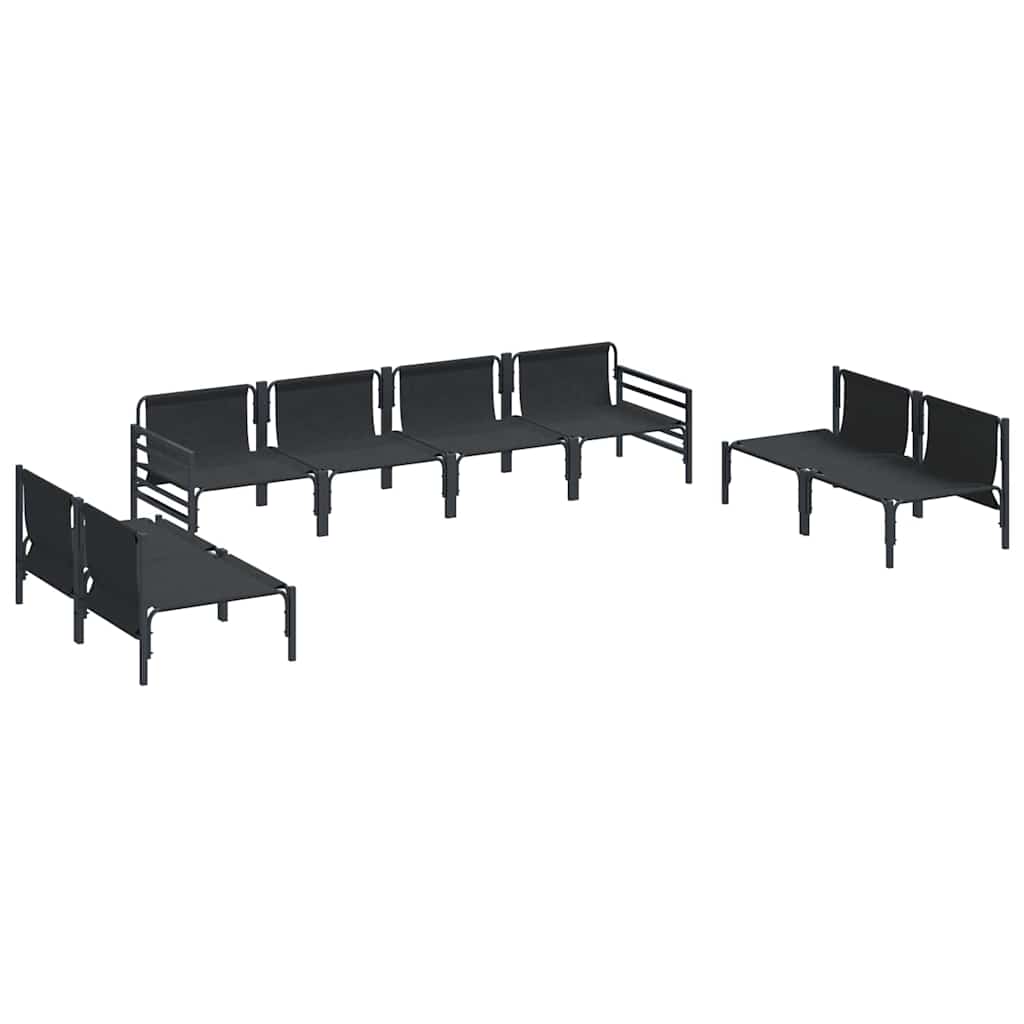 vidaXL Garden Sofa Set with Cushion 8 pcs Black Steel