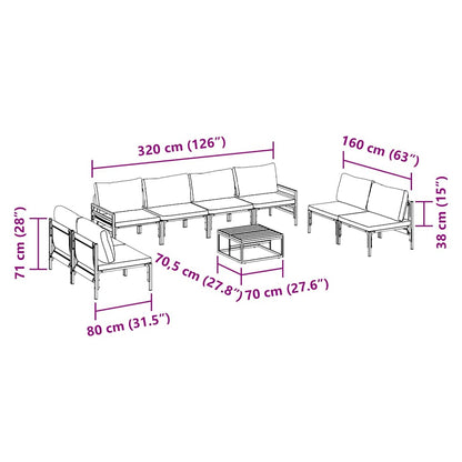 vidaXL Garden Sofa Set with Cushion 9 pcs Black Steel