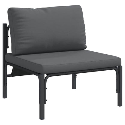 vidaXL Garden Sofa Set with Cushion 4 pcs Black Steel