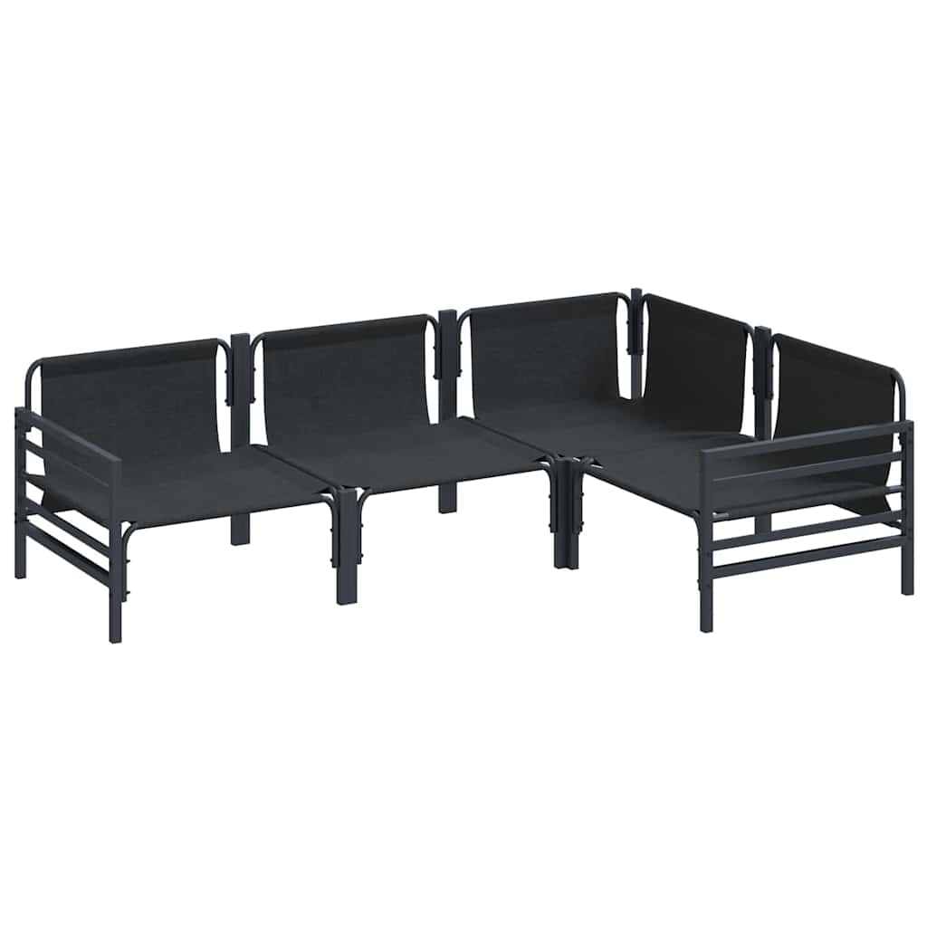 vidaXL Garden Sofa Set with Cushion 4 pcs Black Steel
