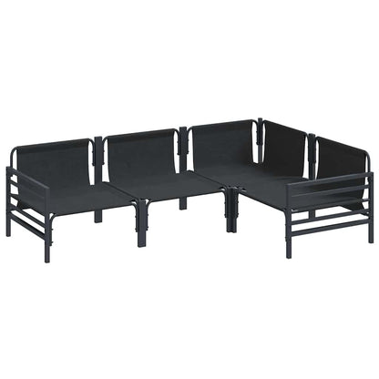 vidaXL Garden Sofa Set with Cushion 4 pcs Black Steel