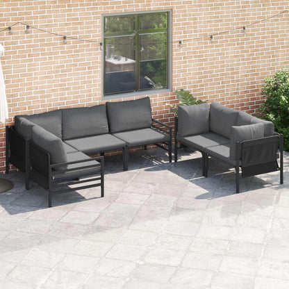 vidaXL Garden Sofa Set with Cushion 6 pcs Black Steel