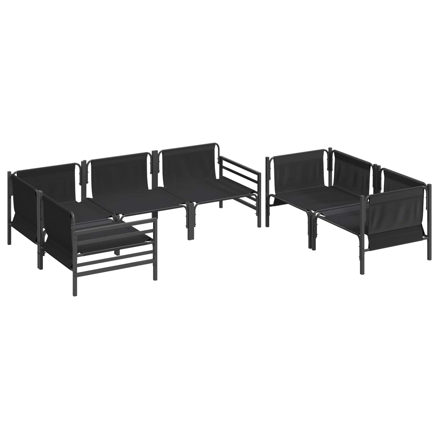 vidaXL Garden Sofa Set with Cushion 6 pcs Black Steel