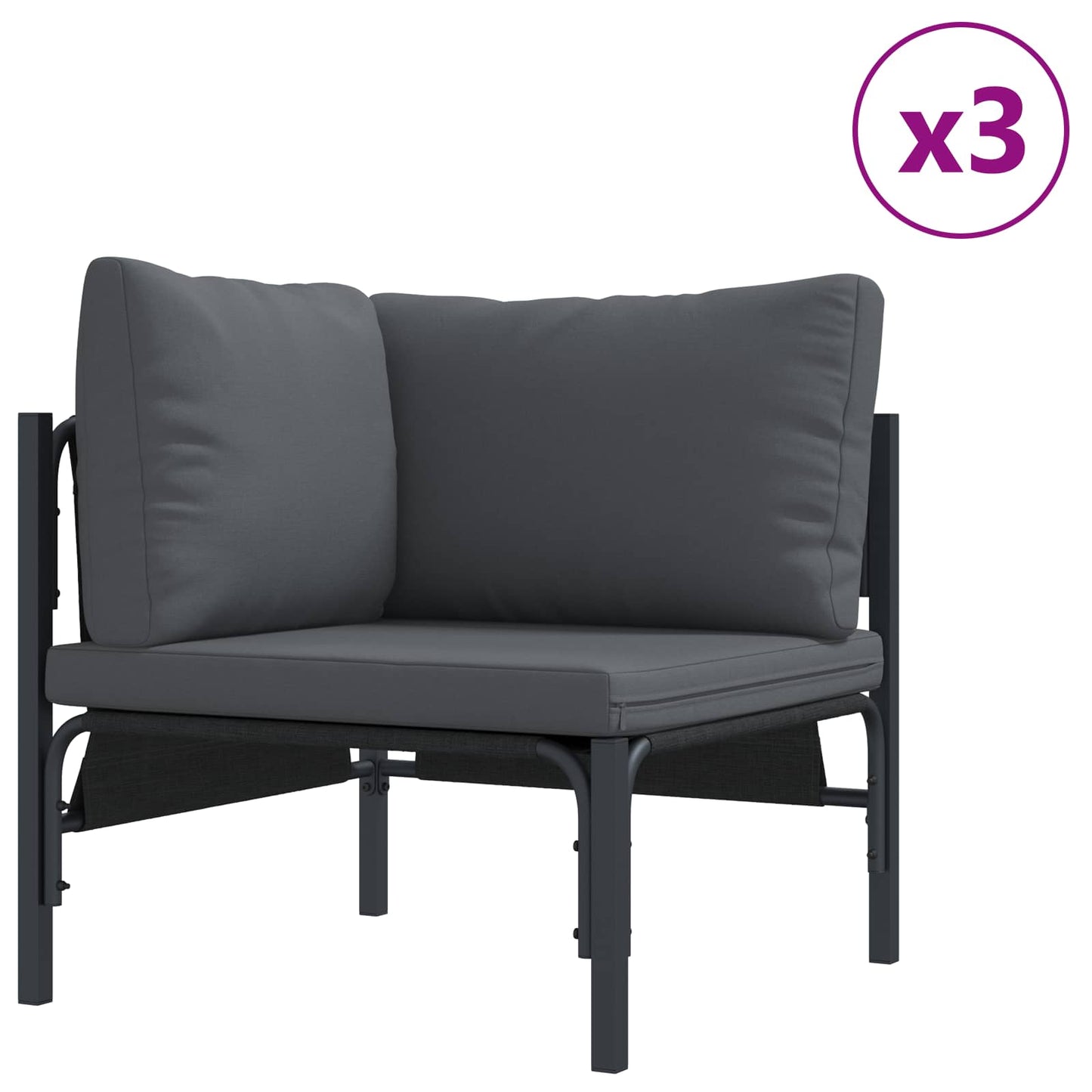 vidaXL Garden Sofa Set with Cushion 6 pcs Black Steel