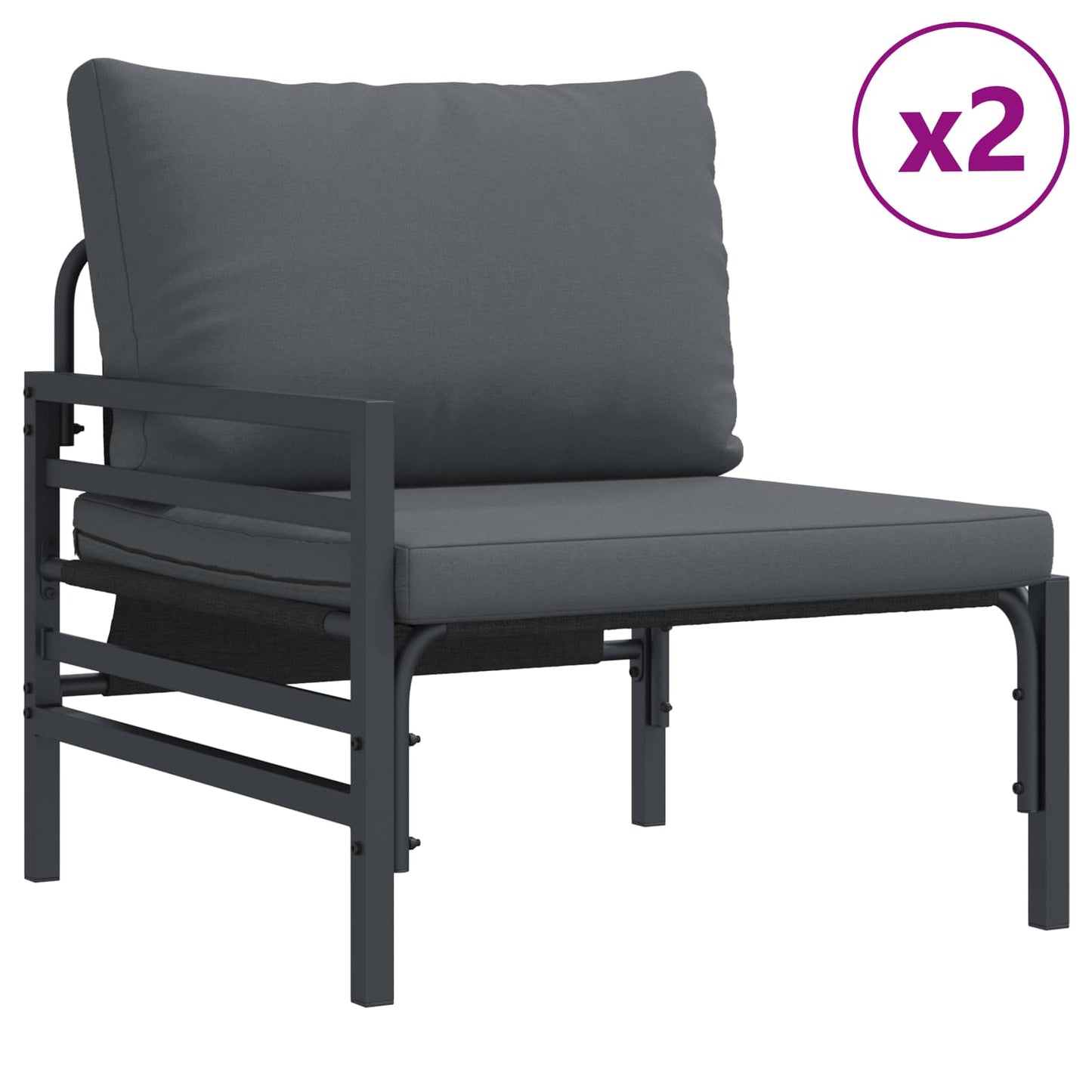 vidaXL Garden Sofa Set with Cushion 6 pcs Black Steel