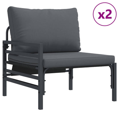 vidaXL Garden Sofa Set with Cushion 6 pcs Black Steel