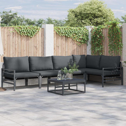 vidaXL Garden Sofa Set with Cushion 5 pcs Black Steel