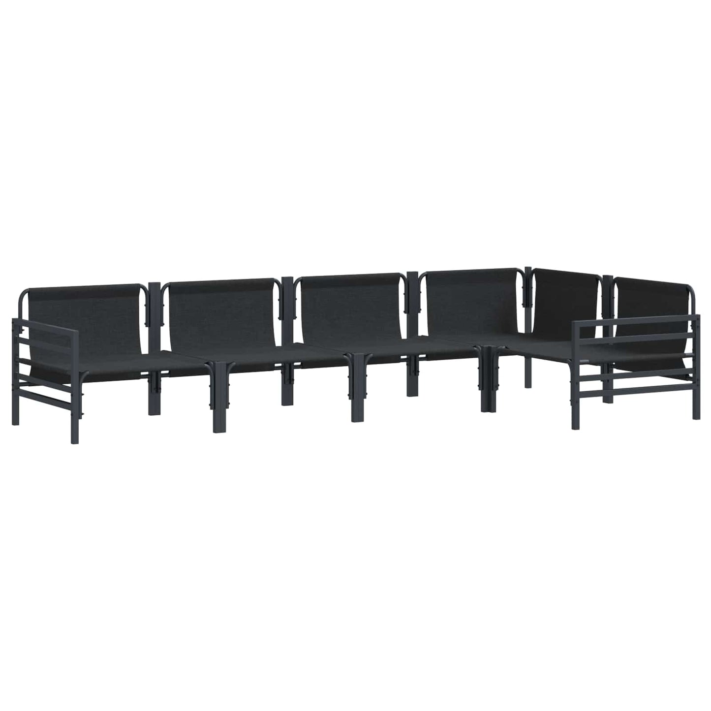 vidaXL Garden Sofa Set with Cushion 5 pcs Black Steel