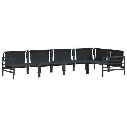 vidaXL Garden Sofa Set with Cushion 5 pcs Black Steel