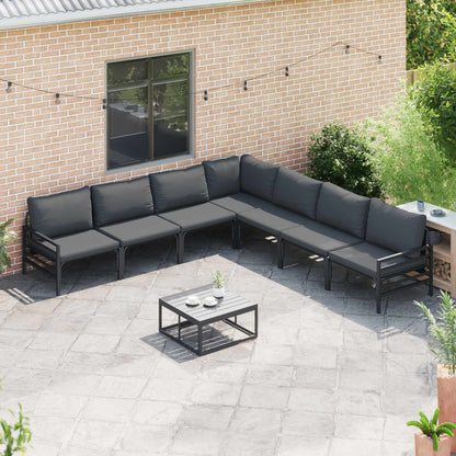 vidaXL Garden Sofa Set with Cushion 7 pcs Black Steel