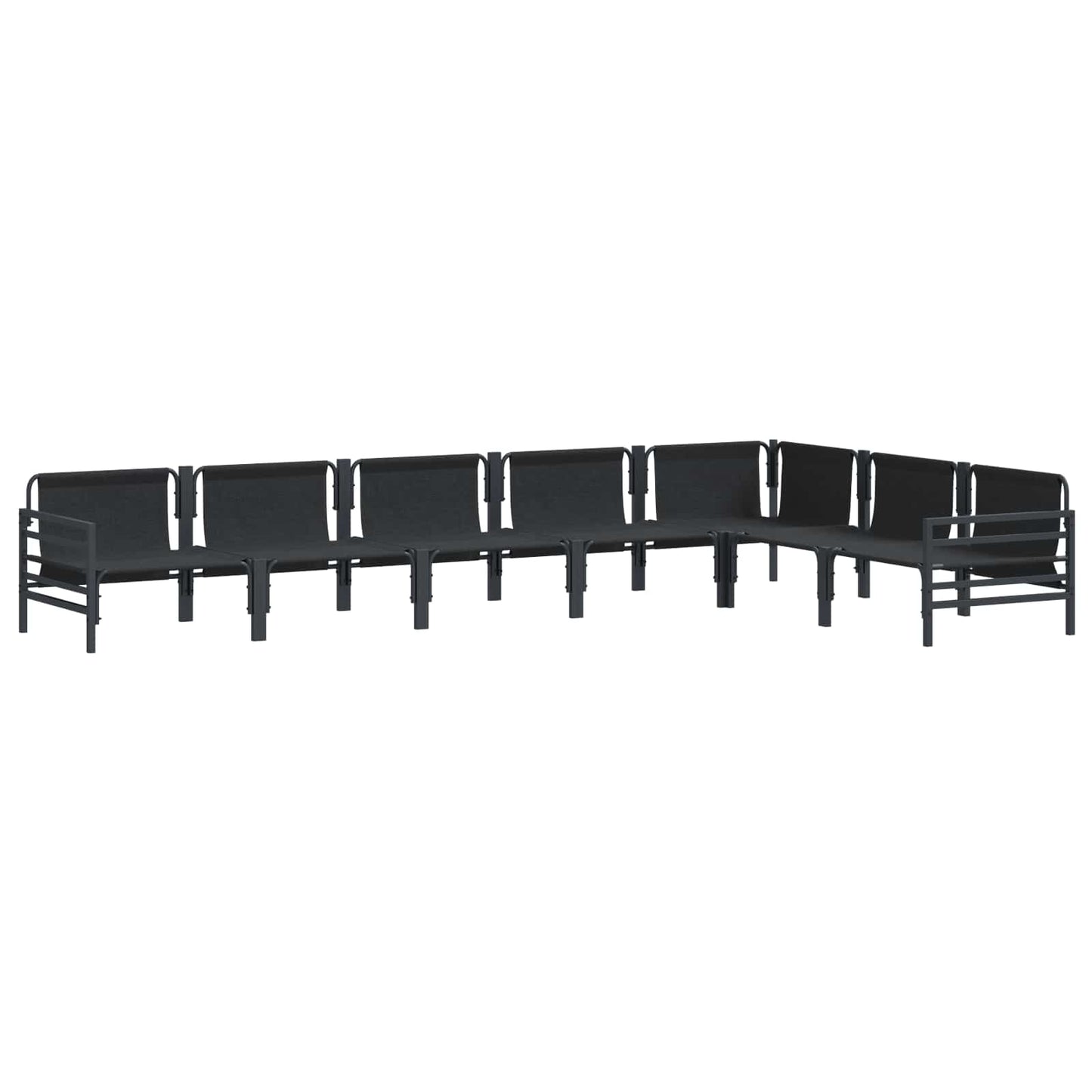 vidaXL Garden Sofa Set with Cushion 7 pcs Black Steel
