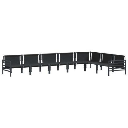 vidaXL Garden Sofa Set with Cushion 7 pcs Black Steel