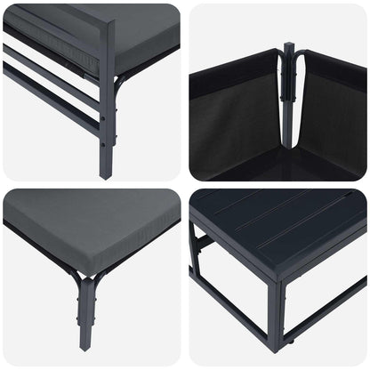 vidaXL Garden Sofa Set with Cushion 8 pcs Black Steel