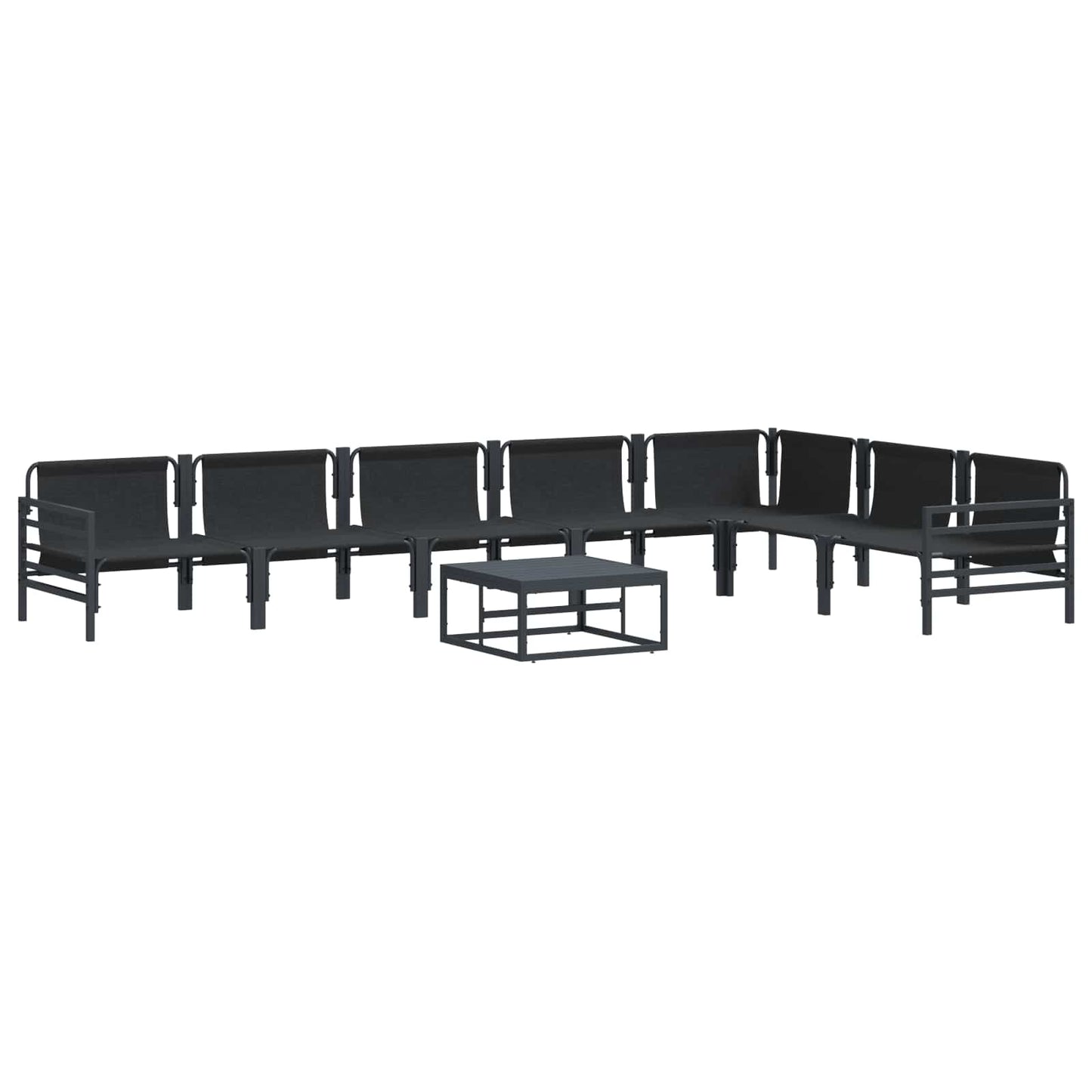 vidaXL Garden Sofa Set with Cushion 8 pcs Black Steel